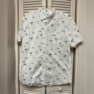 Sonoma Mens White Casual Shirt with Nautical Print